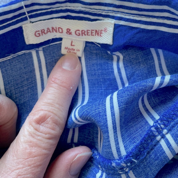 Grand & Greene Striped Button Down Tie Up - Picture 3 of 5